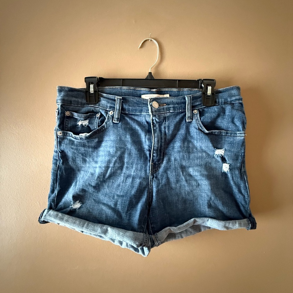 Levi's Blue Jean Shorts Distressed Casual